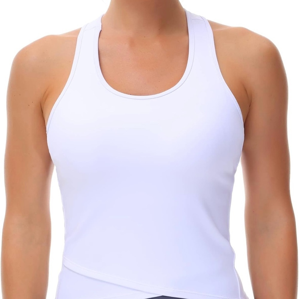 the gym people cropped White racer back Tank Top